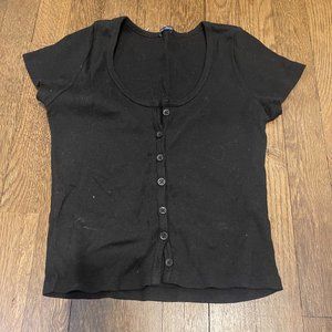 Brandy Melville Black Button-up Top